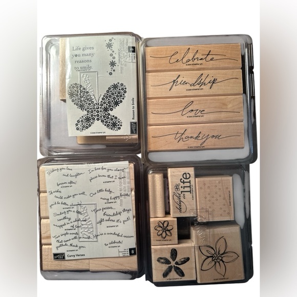 Stampin' Up! Four Retired Rubber Stamp Set All New - Picture 1 of 11